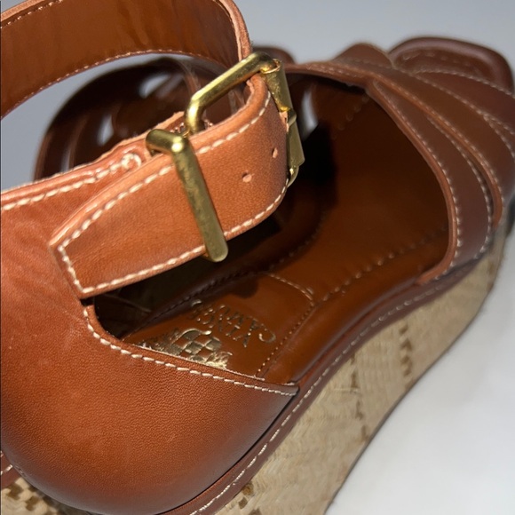 Vince Camuto Brown Leather Wedge Sandals - Picture 8 of 12